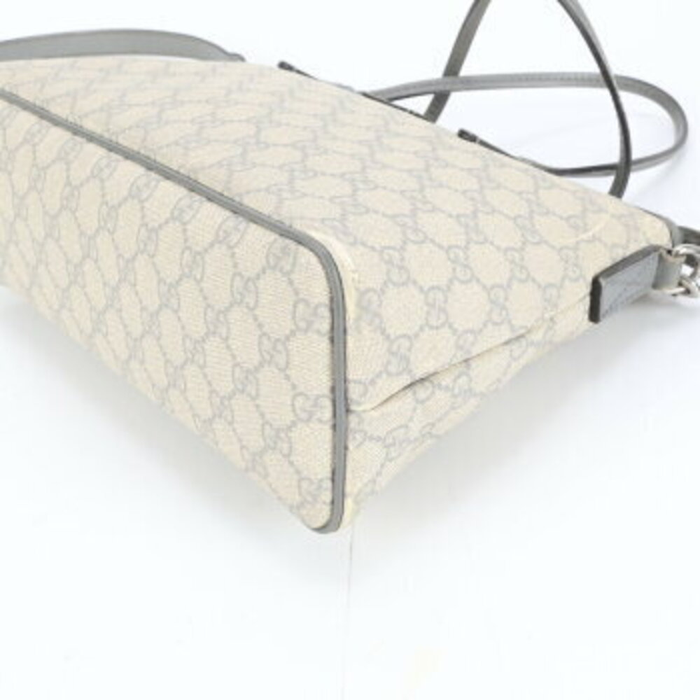 Gucci GG Supreme Leather Shoulder Bag Crossbody Handbag Tote Gray - Picture 5 of 10